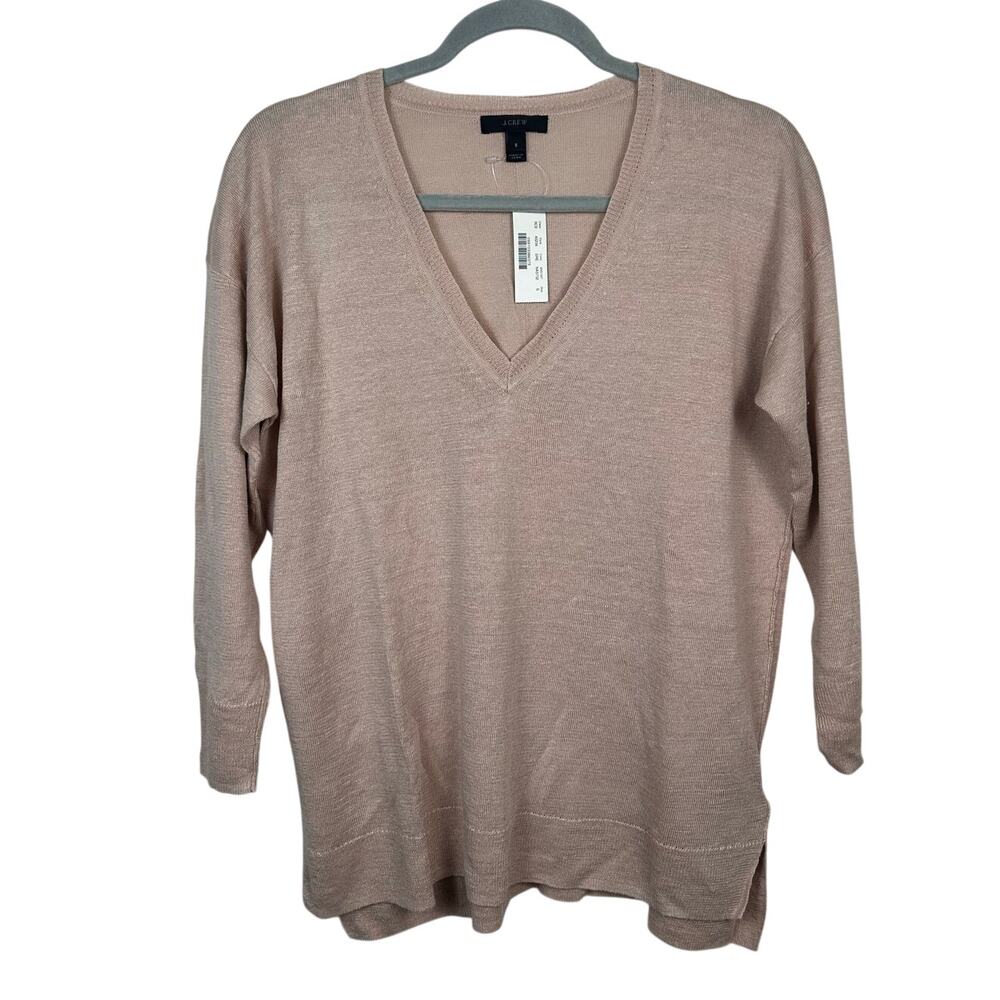 J. Crew V-Neck Sweater Women Small Blush Pink NWT Linen Lightweight A5234